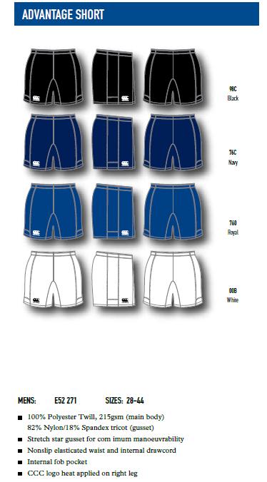 Canterbury Advantage Shorts - Click Image to Close